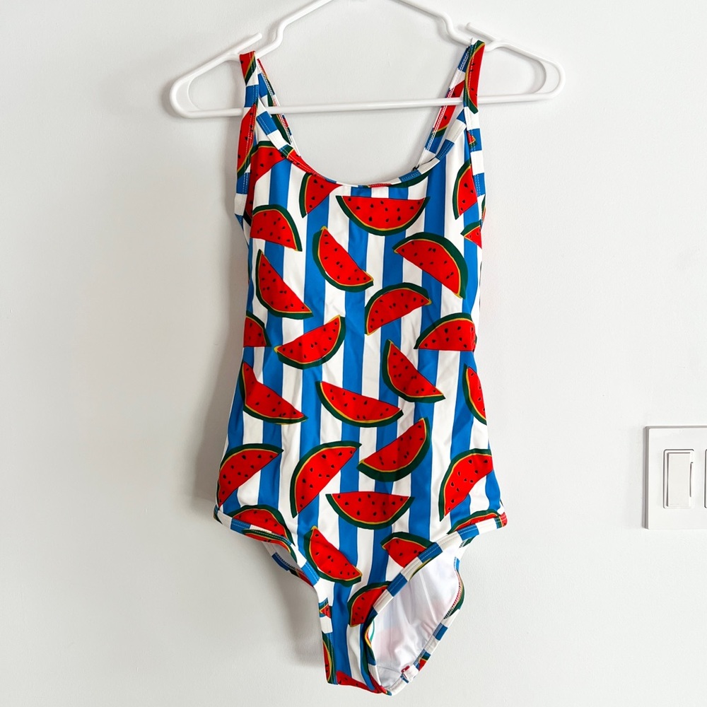 NEW Hanna Andersson Women’s Watermelon Stripe Onepiece Swimsuit Sz MEDIUM
